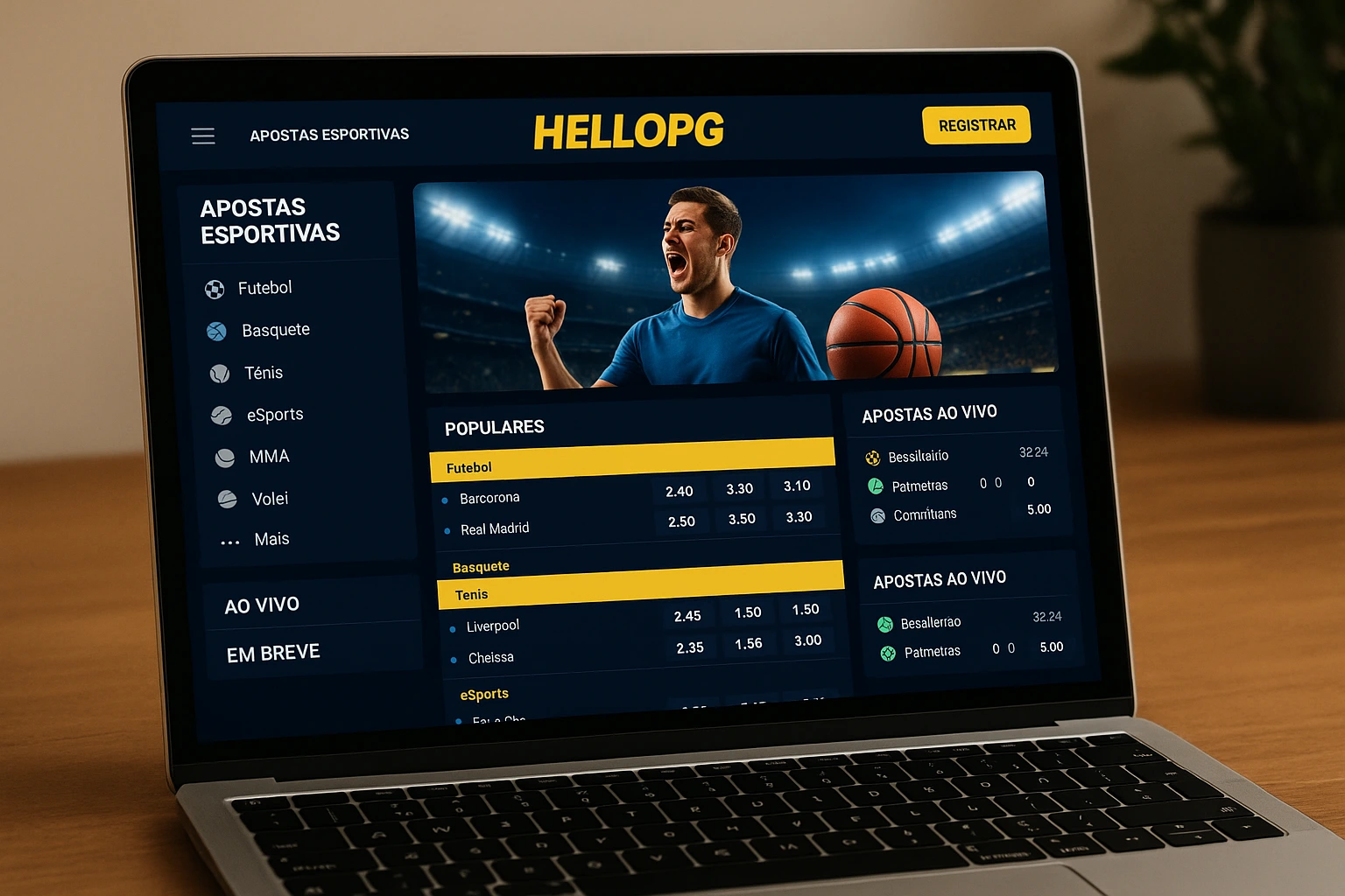 Aposte em apostas esportivas no cassino online HELLOPG